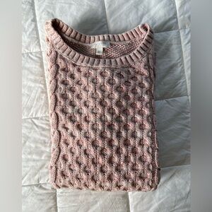 New without tags. Talbots Cable knit sweater. Light pale pink and off white.